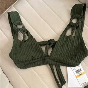 BECCA Green Ribbed Bikini with Adjustable Straps